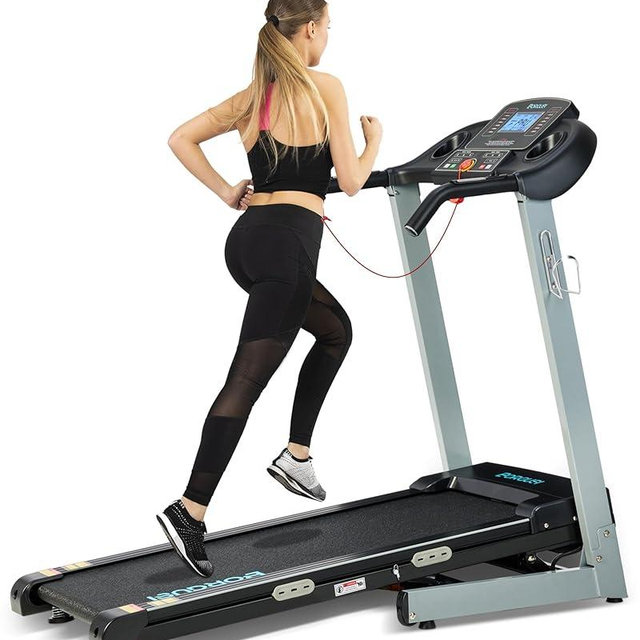 BORGUSI Treadmill with Auto Incline - 300 lb Capacity, 3.0HP Folding Electric Treadmill Up to 8.5 MPH Speed, Running Machine with 17.5" Wide Tread Belt and Bluetooth Speaker for Home Use