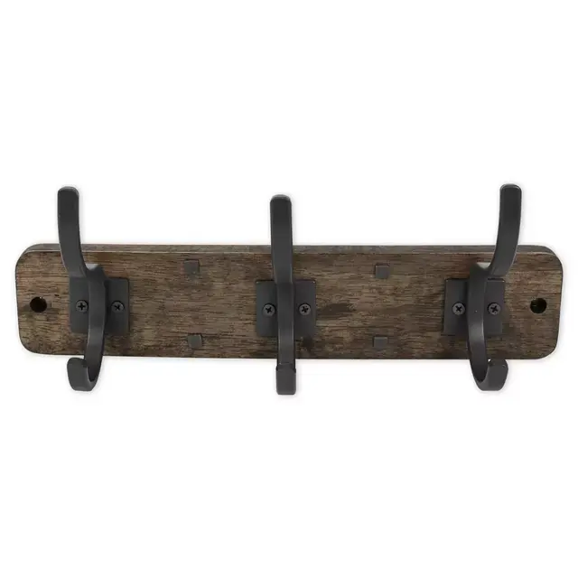 Spectrum Richmond Wood Wall Mount 3-Hook Rack in Coffee