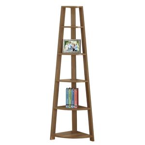 Monarch Specialties Corner Accent Étagère Bookcase in Walnut