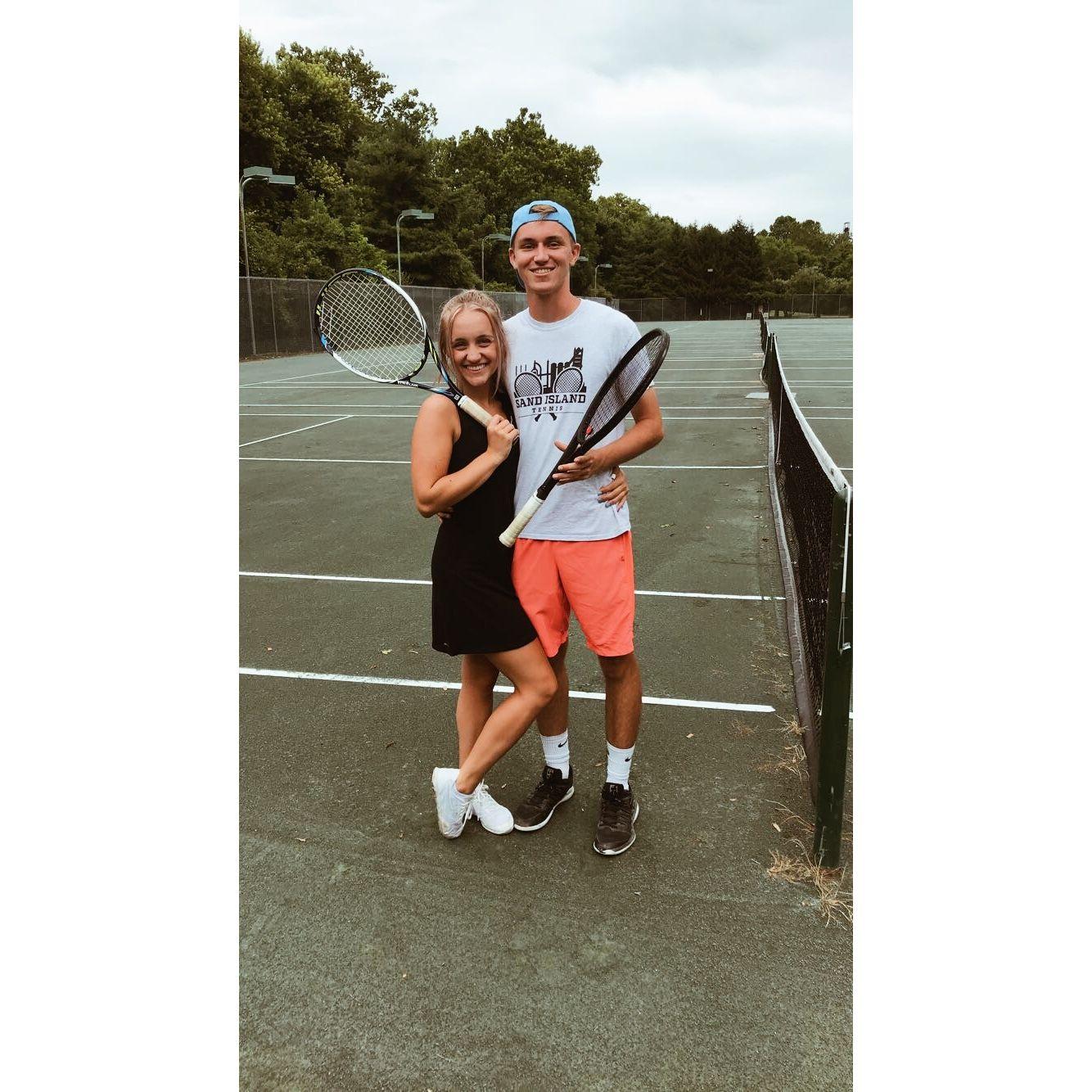 Luke taught Madeline how to play tennis and she got the chance to play at her college thanks to him!