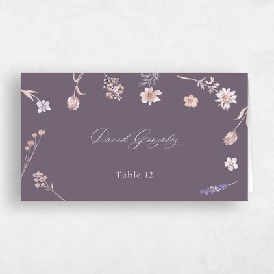 Dusty Purple Wedding Place Card - Lino
