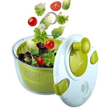 OVOS Salad Spinner Large 5 Quarts Fruits and Vegetables Dryer Quick Dry Design BPA Free Dry off and Drain Lettuce and Vegetable with Ease for Tastier Salads and Faster Food Prep