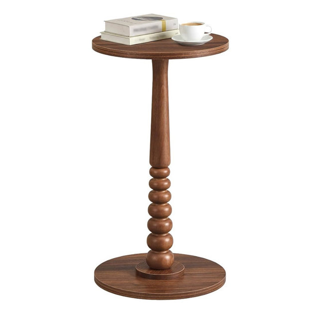 VASAGLE MARIEL Collection - Round Side Table, Small Drink End Table for Small Spaces, Accent Nightstand, Solid Wood Leg, Mid-Century Modern, for Living Room Bedroom, Chestnut Walnut ULET293KX01S