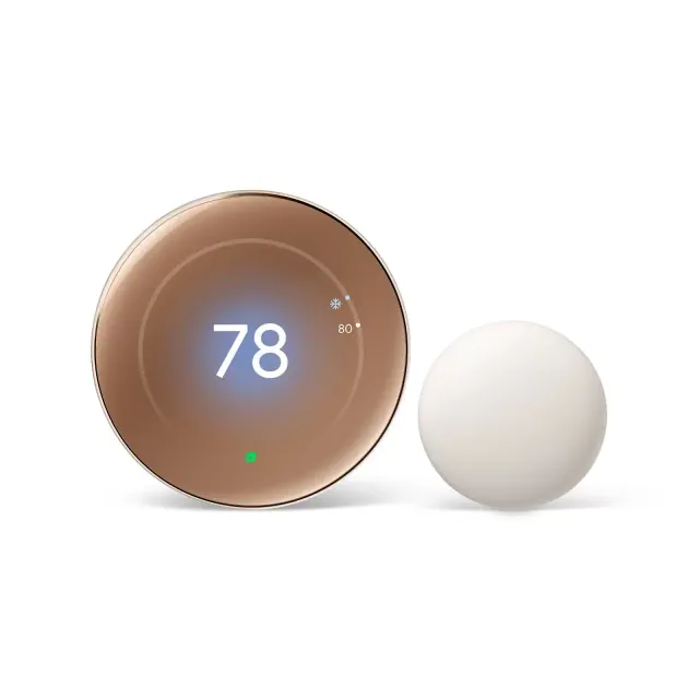 Google Nest Learning Thermostat with Nest Temperature Sensor - Gold