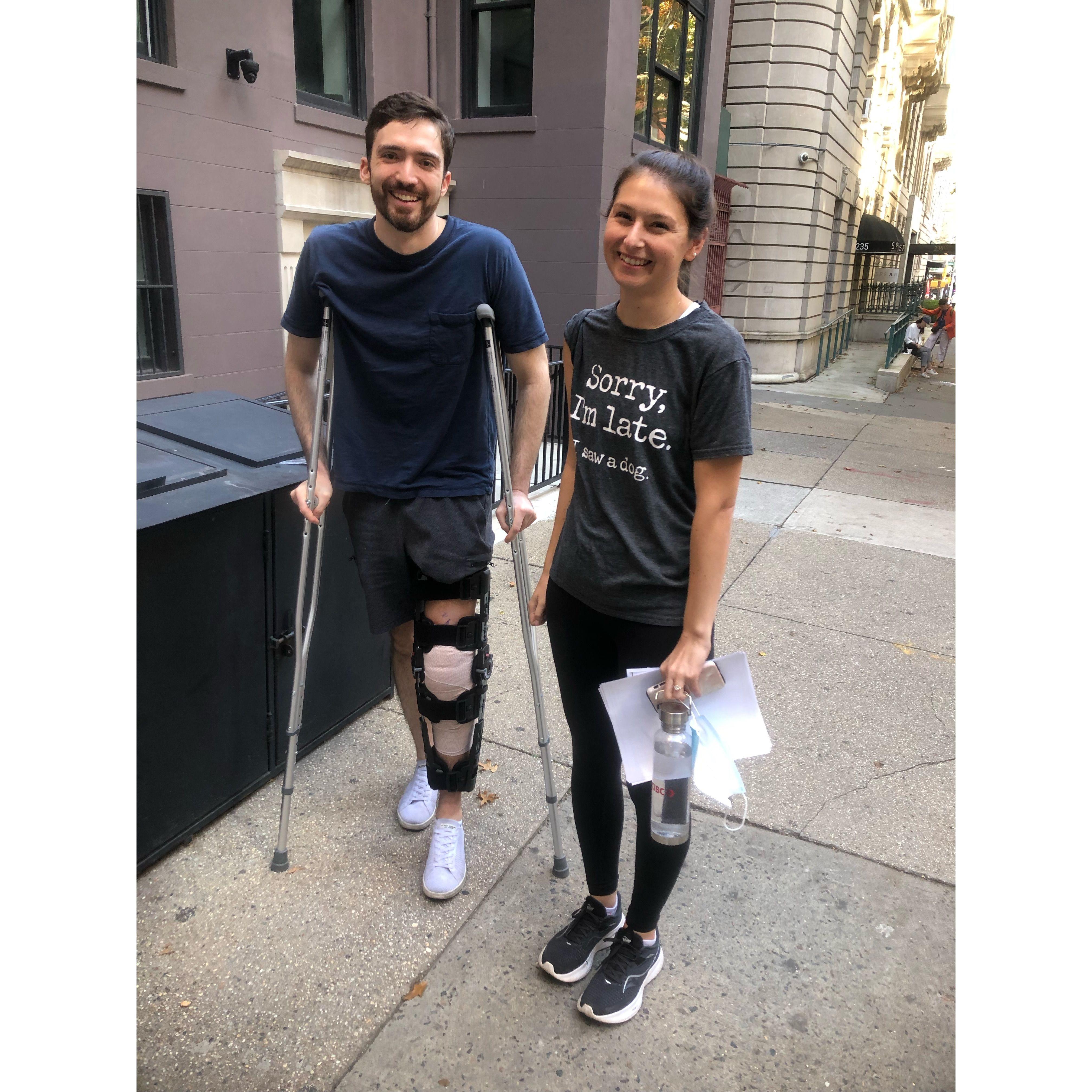 Oliver blew out his knee in September of 2022, challenging us but bringing our little family even closer together