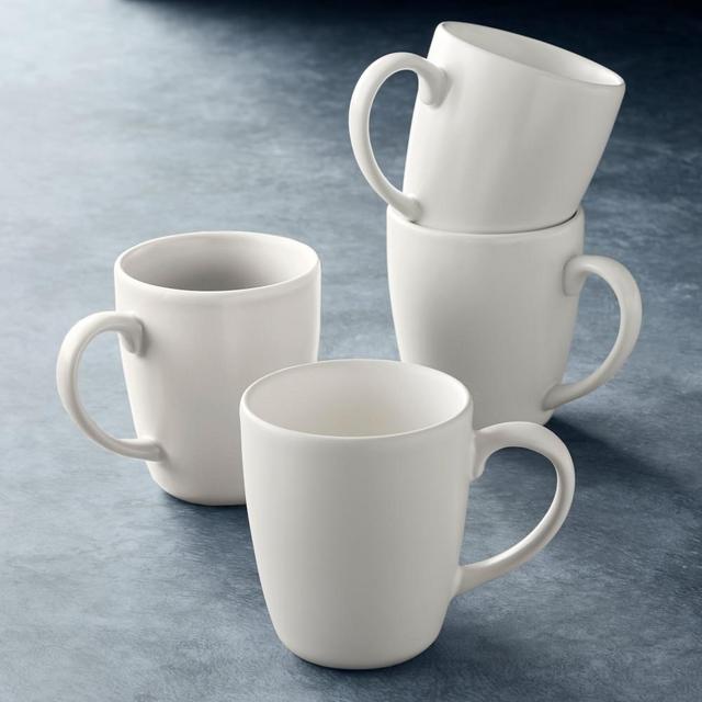 Open Kitchen Matte Coupe Mugs, Set of 4, White