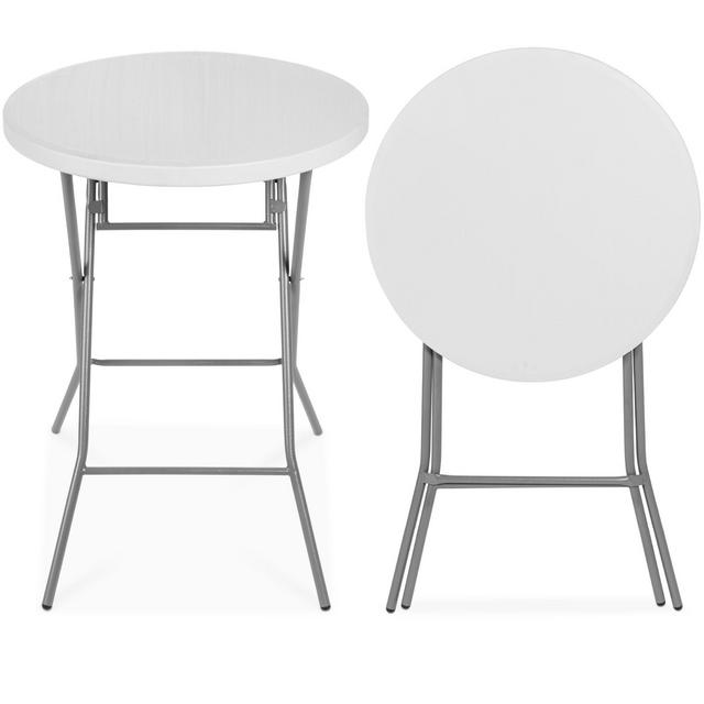 Best Choice Products 32in Bar Height Folding Table, Indoor Outdoor Accessory w/ Thick Table Top, 330lb Capacity - White