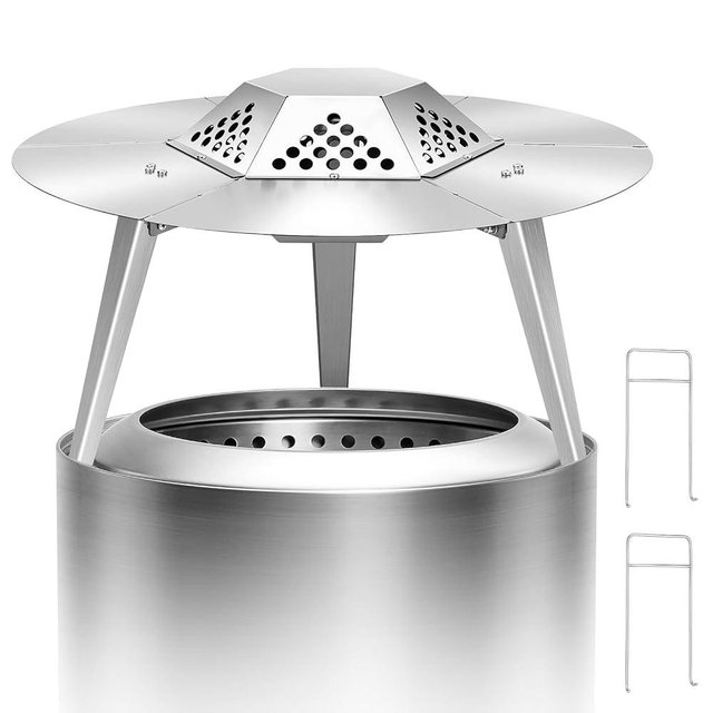 Wanchao Heat Deflector for Solo Stove Bonfire 19.5", for Fire Pit Captures Warmth-Magnifies The Heat Radius, for Solo Stove Accessories, 304 Stainless Steel with Carrying Handle & 3 Legs Accessory.