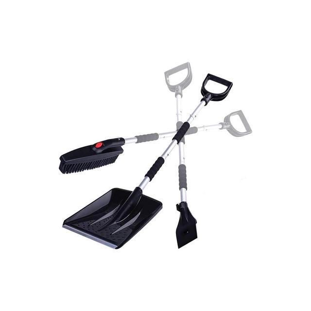 Zone Tech Car 3-in-1 Replaceable Heads Snow Shovel Kit Portable Snow Removal Shovel, Ice Scraper, and Snow Shovel Car Set