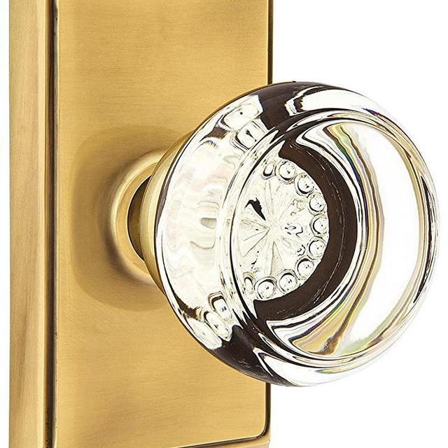 Providence Door Set with Georgetown Crystal Knobs Privacy in Antique Brass