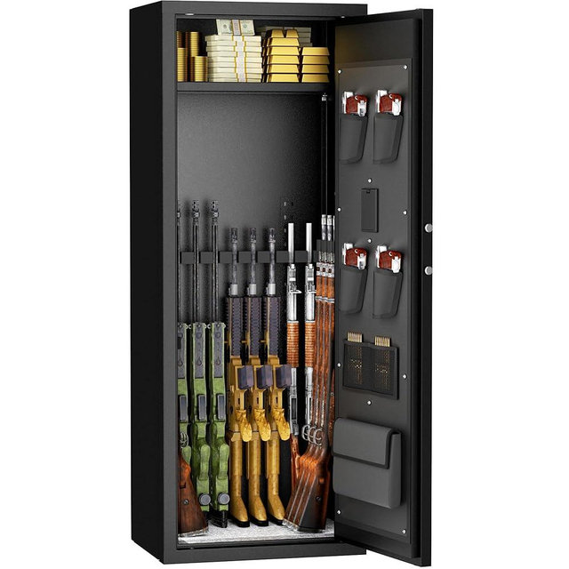 INTERGREAT Gun safes,Large Gun Safe, Gun Safes for Home Rifle and Pistols, Long Gun Safe for Rifle Shotgun for Home,Quick Access, Adjustable Gun Racks, Easy Assemble (8-12 Guns)