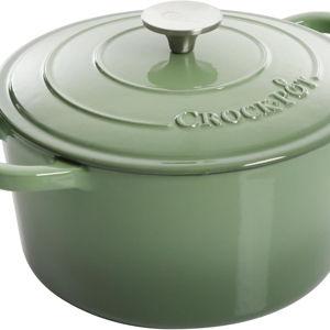 Crock Pot Artisan 5 Quart Enameled Cast Iron Round Dutch Oven, Red