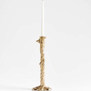 Foundry Large Melted Gold Metal Taper Candle Holder 17"