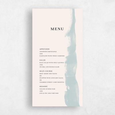 Beige Destination Wedding Menu - Seabay