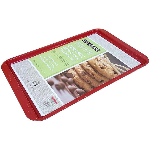 CasaWare Ceramic Coated NonStick Cookie/Jelly Roll Pan 11"x17" (Red Granite)