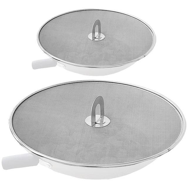 Snowyee Splatter Screen for Frying Pan, Grease Splatter Guard Stainless Steel Large 13” and Small 10” Shield (2 in 1 Set)