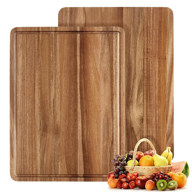 COZONY Acacia Wood Cutting Board with Juice Groove, Extra Thick Butcher Block for Meat Prep and Serving