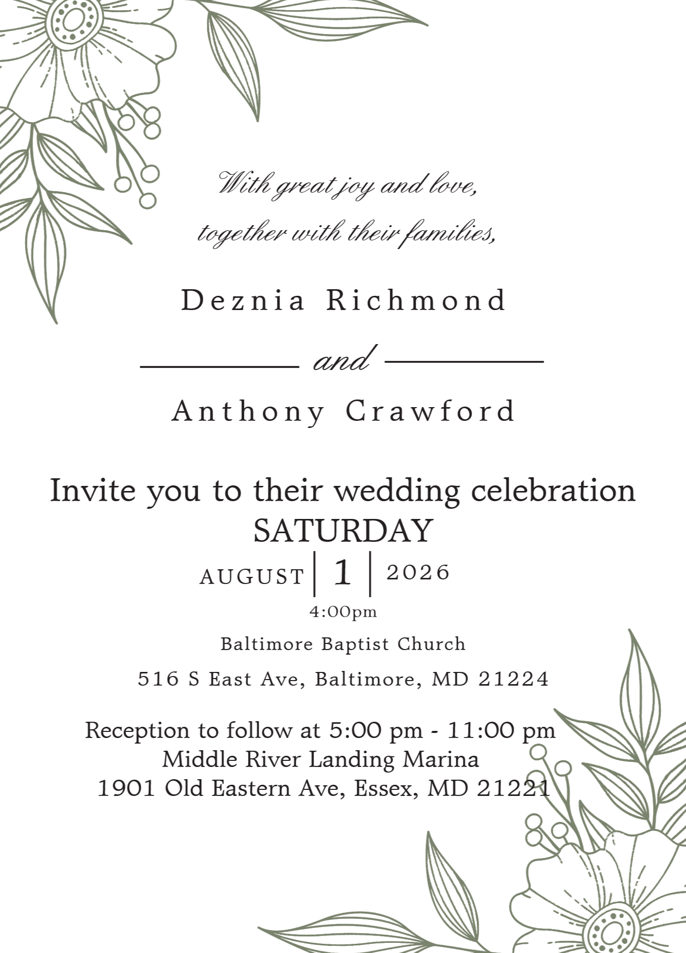 The Wedding Website of Deznia Richmond and Anthony Crawford