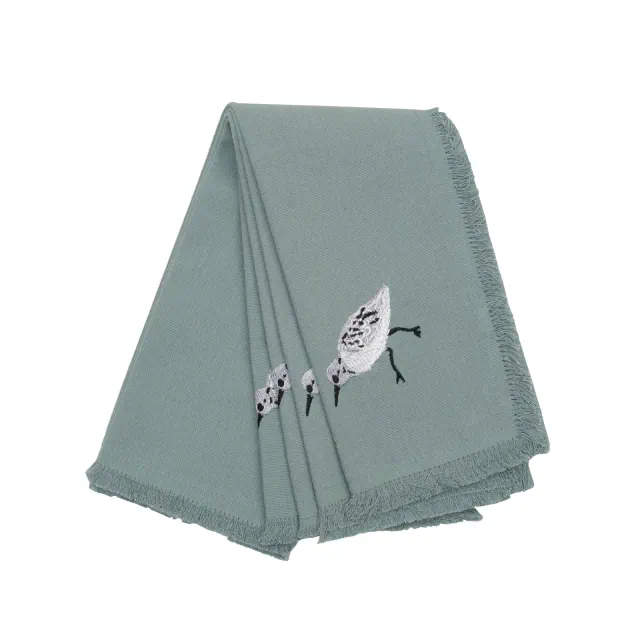 RightSide Designs Set of Four Embroidered Sand Piper Napkins