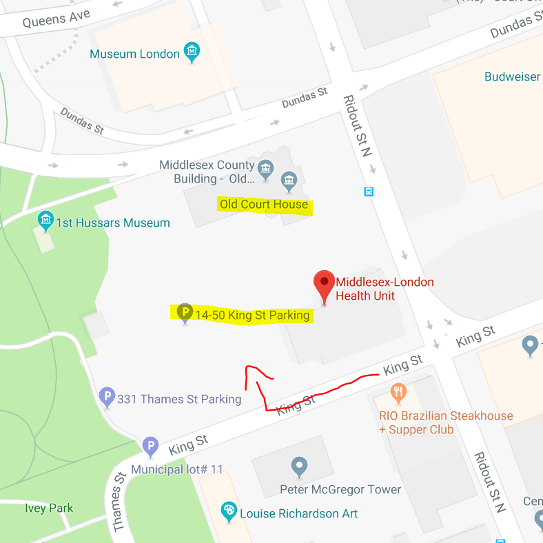 Parking is located at 50 King Street, pictured here!