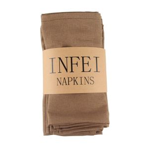INFEI Soft Solid Color Linen Cotton Dinner Cloth Napkins - Pack of 12 (40 x 40 cm) - For Events & Home Use (Coffee)