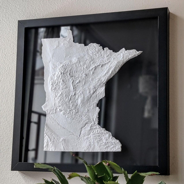 Minnesota 3D Topographic Map | 3D State Minnesota Wall Art | 3D Print Relief State Map | Office Wall Art for Minnesota Residents | Viking