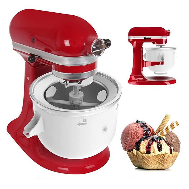 Ice Cream Attachments Compatible with Kitchenaid Stand Mixer, Frozen Yogurt, Ice Cream and Sorbet Gelato Maker Bowl Fits for Bowl-Lift and Tilt-Head Stand Mixers