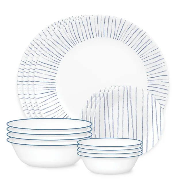 Corelle 16pc Botanical Striped Dinnerware Set
