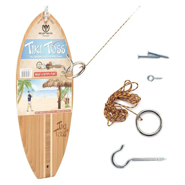 Tiki Toss Ring Toss Game for Adults & Kids - Hook and Ring Games with String and Hooks for Indoor and Outdoor Use