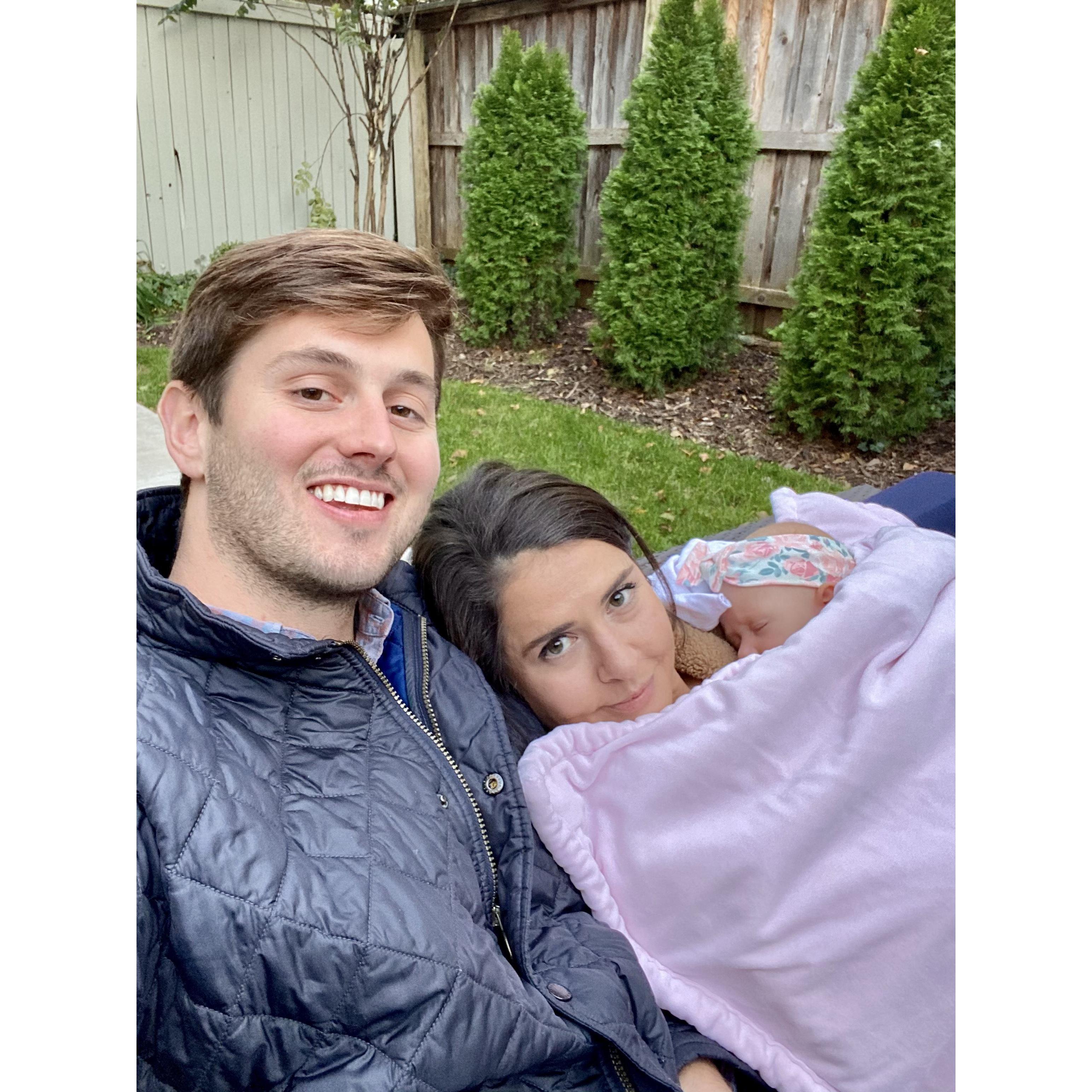 Cuddling with Hadlee watching some football! OKC 2020