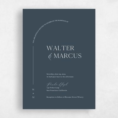 Navy Blue Wedding Invitation - Olaya Portrait