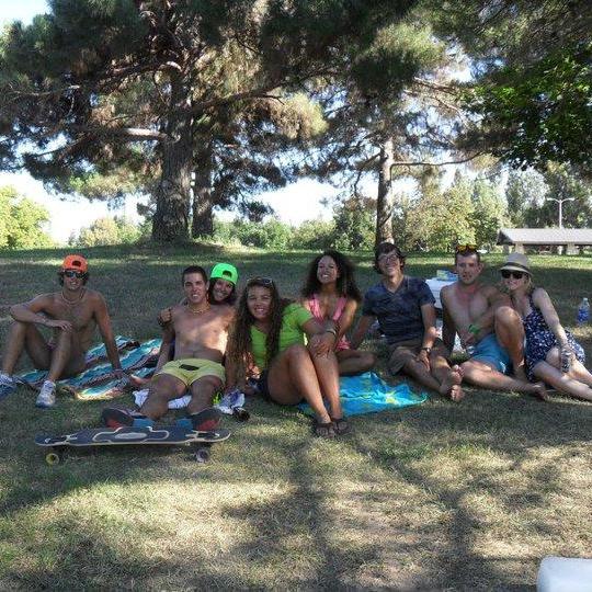 The day it all began! Ice blocking in the park with these lovely people on our first time off together. (Yes, Grover is wearing pants -- they're just little. And sorry, French Fry, you wouldn't fit!)