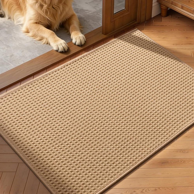 YIHOUSE Indoor Door Mat 24" x 36", Non-Slip Washable Entryway Mat, Dirt Trapper Absorbent Entrance Mat, Low Profile Floor Mat for Front/Back Door, Entryway, Khaki
