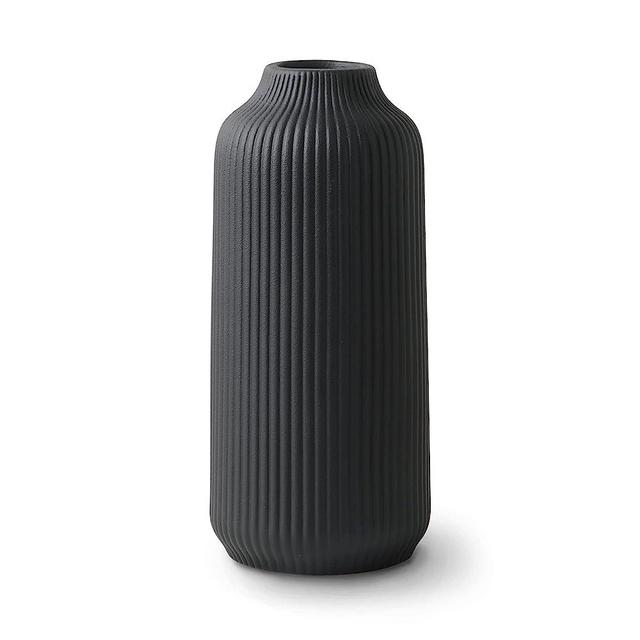 flature Ceramic Vase in Nordic Style, Deco Vase Large for Pampas Grass as Boho Deco, Vase Black Matt 8 inch for Flowers, Scandinavian Design Home Decoration for Fresh Flowers, Dried Flowers (Size M)