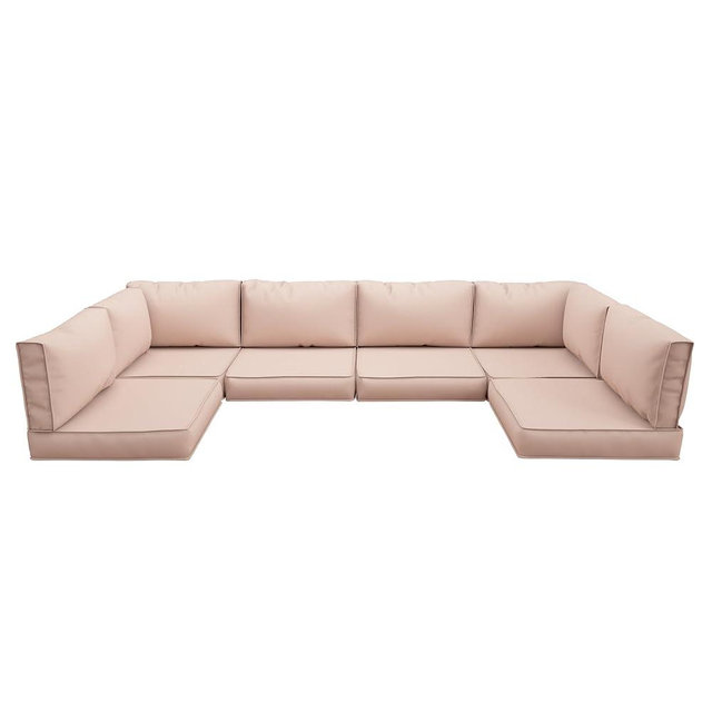 UDPATIO Outdoor Replacement Cushions for Patio Furniture, Water-Resistant Patio Cushions for 6-Seat Sectional Patio Conversation Sets, 14-Piece Outdoor Couch Cushions Patio Sofa Cushions (Beige)