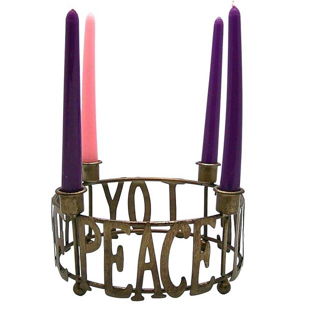 Needzo Hope, Peace, Joy, and Love Tabletop Advent Wreath Candle Holder, Traditional Christmas 2024 Decorations, 8 Inches Diameter, Candles Not Included
