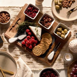 Acacia 7-Piece Slate Cheese Board Set