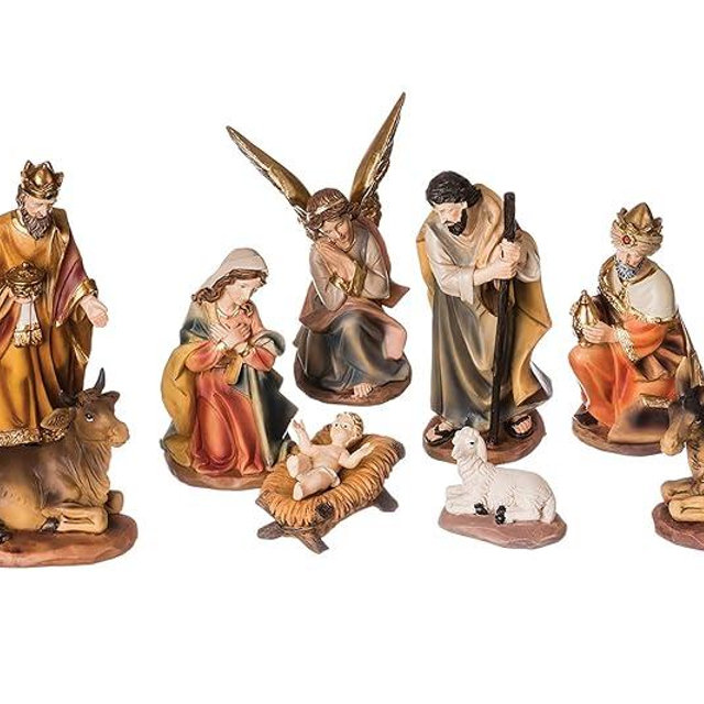 Roman - 11-PC Nativity Set, Color-Washed, 6" H, Resin and Stone Mix, Detailed, Realistic, Christmas Decor, Adorable Gift, Durable