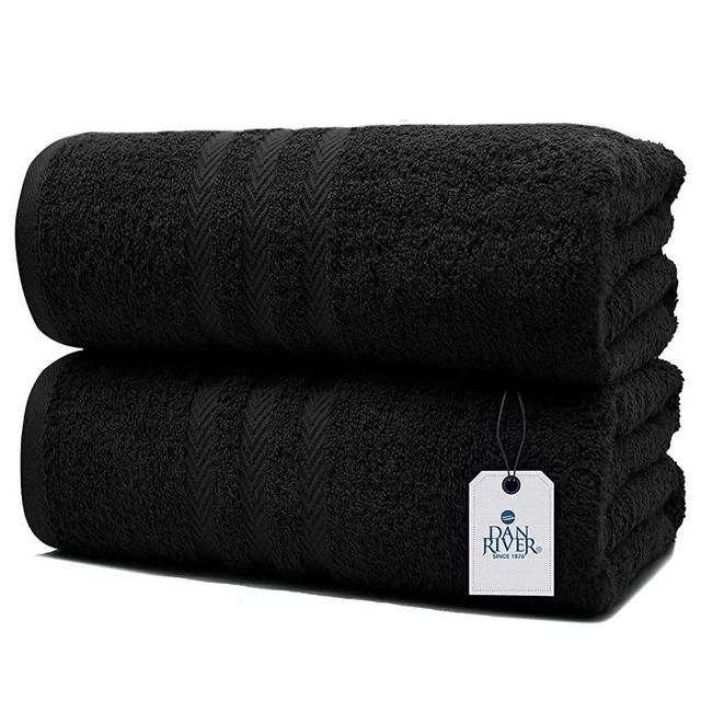 DAN RIVER 100% Cotton Bath Sheet Set of 2| Soft Bath Sheets| Oversized Bath Towels| Quick Dry Bath Sheets| Absorbent Bath Sheets| Bath Sheets Spa Hotel|Black Bath Sheet Towel Set|35x70 in|550 GSM