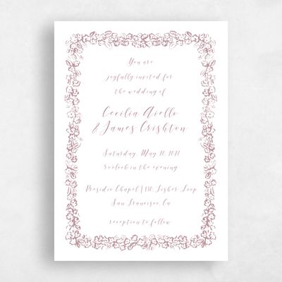 Dusty Rose, Pink Wedding Invitation - Brier Portrait