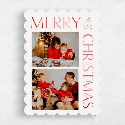 Red Scalloped Holiday Card - Aspenwood