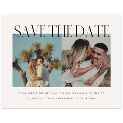 Light Oatmeal, Beige Wedding Digital Save the Date - Garrett Multiphoto