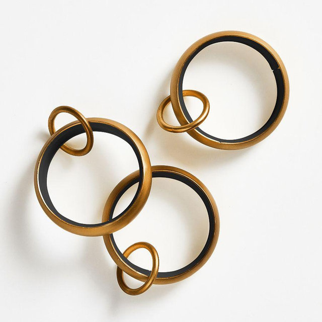 Double Round Curtain Rings, Burnished Brass, 28" - 48", Set of 10, 0.75" Diam.