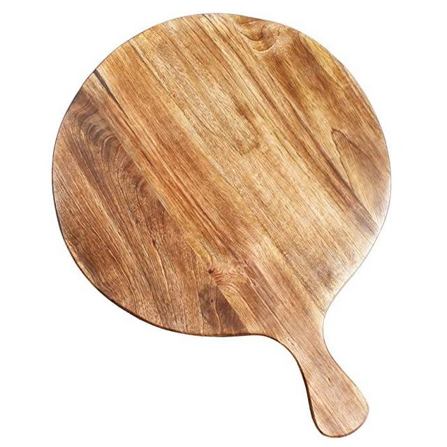 Wooden Round Chopping Board with Handle & Rope for Hanging, Pizza Serving Tray Party Serving Platter