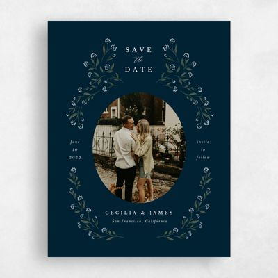 Darkest Teal, Blue Wedding Save the Date - Samlet Photo