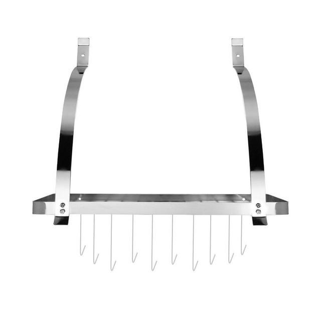 Sorbus Wall Mount Pot Rack with Hooks - Chrome