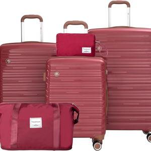 Travelhouse 5 Piece Luggage Set in Red