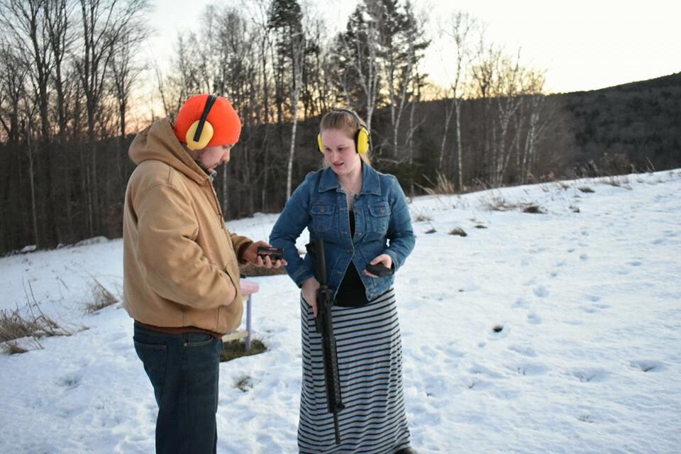 Out shooting our new guns on Christmas day after he popped the question!