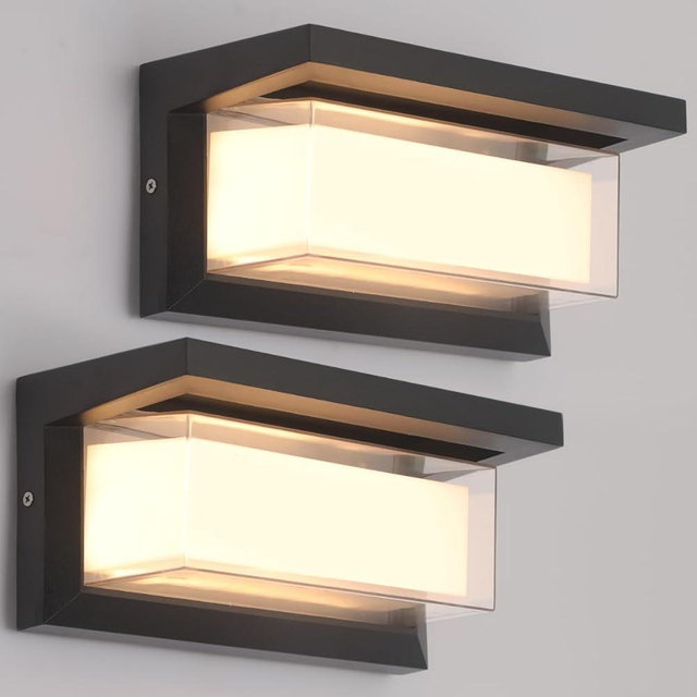 FUPE Outdoor Lights for House 24W Exterior Lighting Fixtures 3-Color Adjustable 2200LM IP65 Waterproof Aluminum Exterior Wall Light Compatible with Dimmers for Patio, Yard, Back Yard 2 Pack