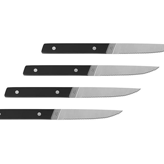 Misen Steak Knives Set of 4 - Serrated Steak Knife Set - Four Stainless Steel Serrated Steak Knives - Black